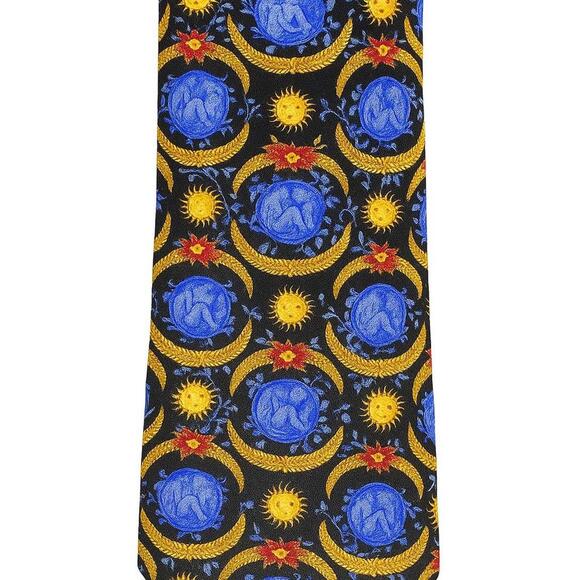 Vintage Gianni Versace Style Tie – Baroque Sun & Medallion, 100% Silk - Picture 1 of 3